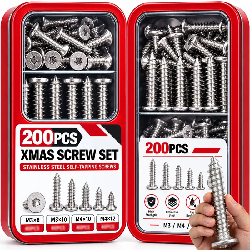 Stainless Steel Torx Screws Flat Countersunk Head DIY Security Self Tapping Wood Screw Hardware Fastener Metal Woodworking Bolts