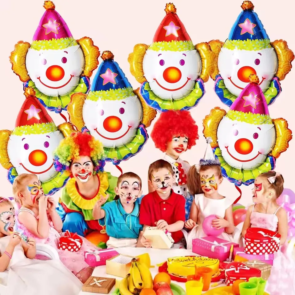 3-teiliges großes Clown-Luftballons-Set, Zirkus-Clown-Dekoration, Geburtstag, Unterhaltung, Party, Film-Thema, Party-Dekoration, wiederverwendbar