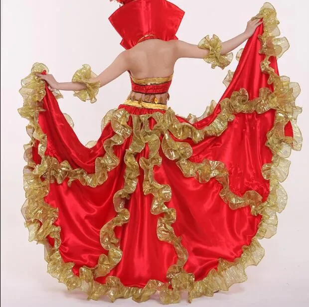 Costumes de danse populaire en tissu espagnol pour femmes, ouverture au Festival, pour spectacle sur scène