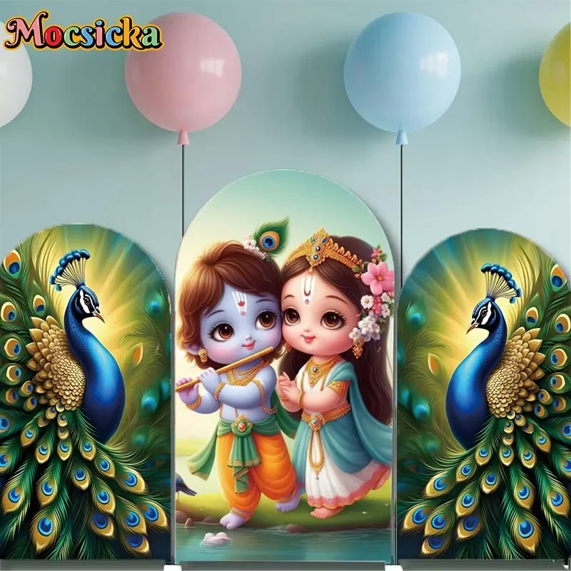 

Mocsicka Indian Yashoda Arch Backdrop Custom 2-Sided Girl Boy Birthday Party Baby Shower Photography Backgrounds Cover Chiara