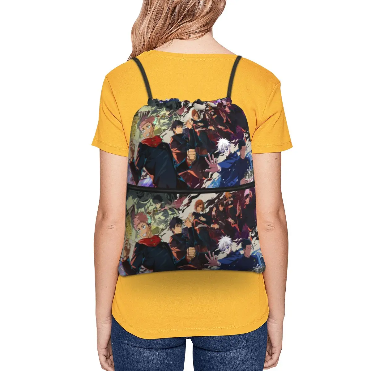 Jujutsu Kaisen Anime Satoru Yuuji Nobara Megumi Sukuna Backpacks Fashion Drawstring Bags Sports Bag Book Bags for Travel School