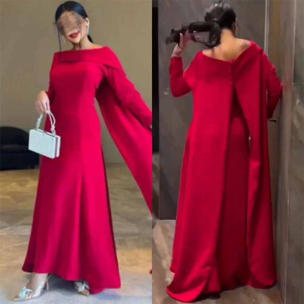 

Customized Prom Dresses Exquisite Bateall Sheath Cocktail Fold Draped Satin Occasion Evening Gown For Women 2023 فساتين سهره فا