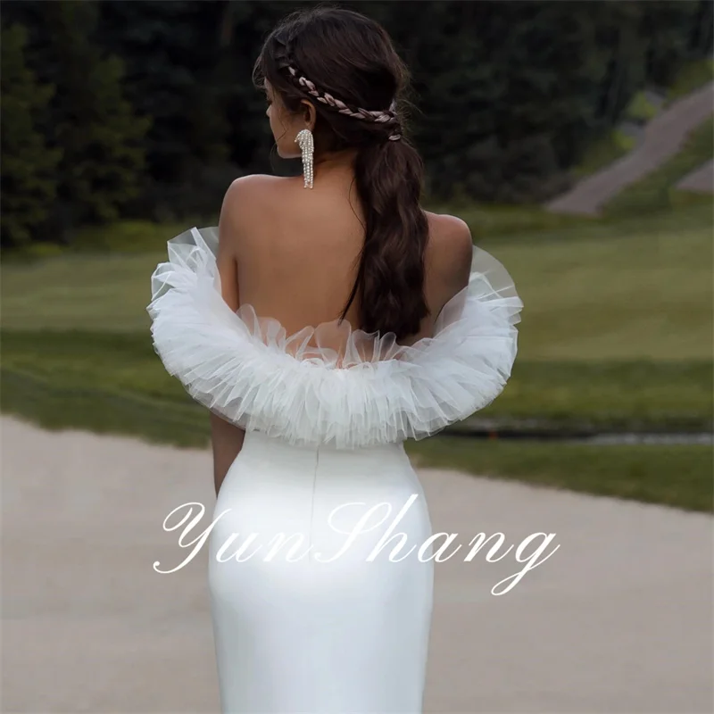 Yunshang eleganti abiti da sposa a sirena da donna con apertura sul retro senza spalline in raso plissettato in Tulle abiti da sposa alla caviglia Vestidos De Novia