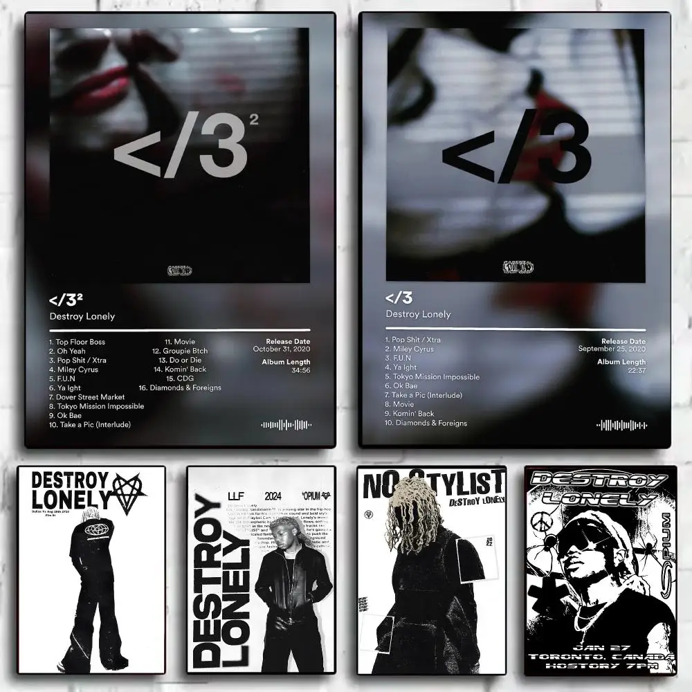Rapper Music Album D-Destroy L-Lonely Poster Decorative Wall Art Stickers Mural Photo Print for Home Living Room Hallway Decor