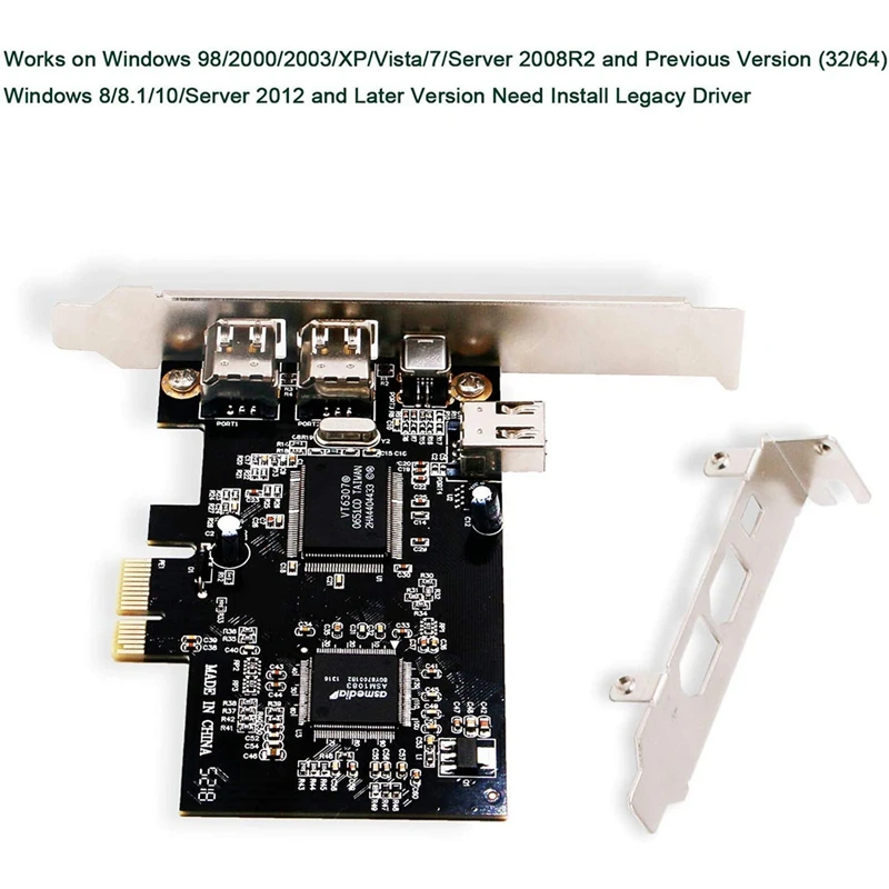 Pcie 3 Ports 1394A Firewire Expansion Card, PCI Express 1X To IEEE 1394 Adapter Controller For Desktop PC, DV Connection