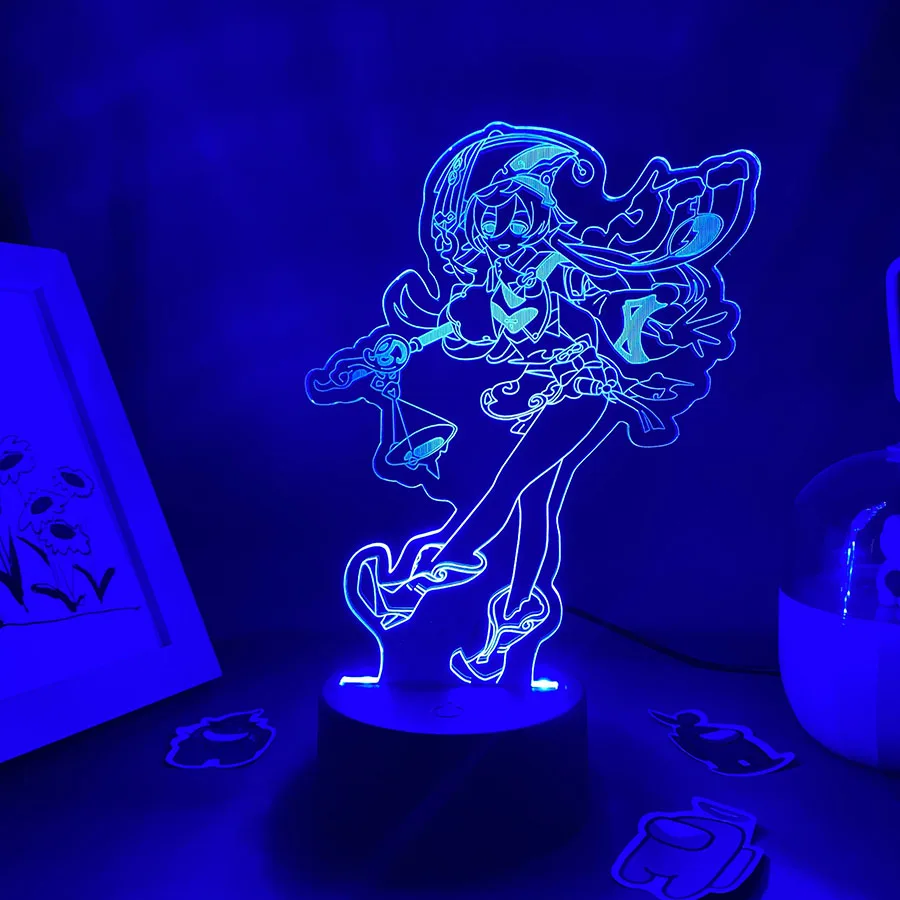 Genshin Impact Game Figure Yan Fei 3D LED Night Lights Gifts For Friends Gaming Room Table Decor Yan Fei Manga Neon Lava Lamps