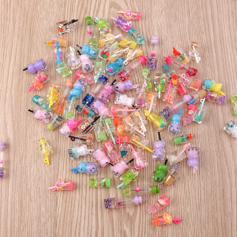 Tusember 10 Stück Glas-Wunschflaschen Bubble-Tea-Anhänger für Ohrringe Armbänder DIY Schlüsselanhänger Anhänger Schmuckherstellung Zubehör – Detail 4