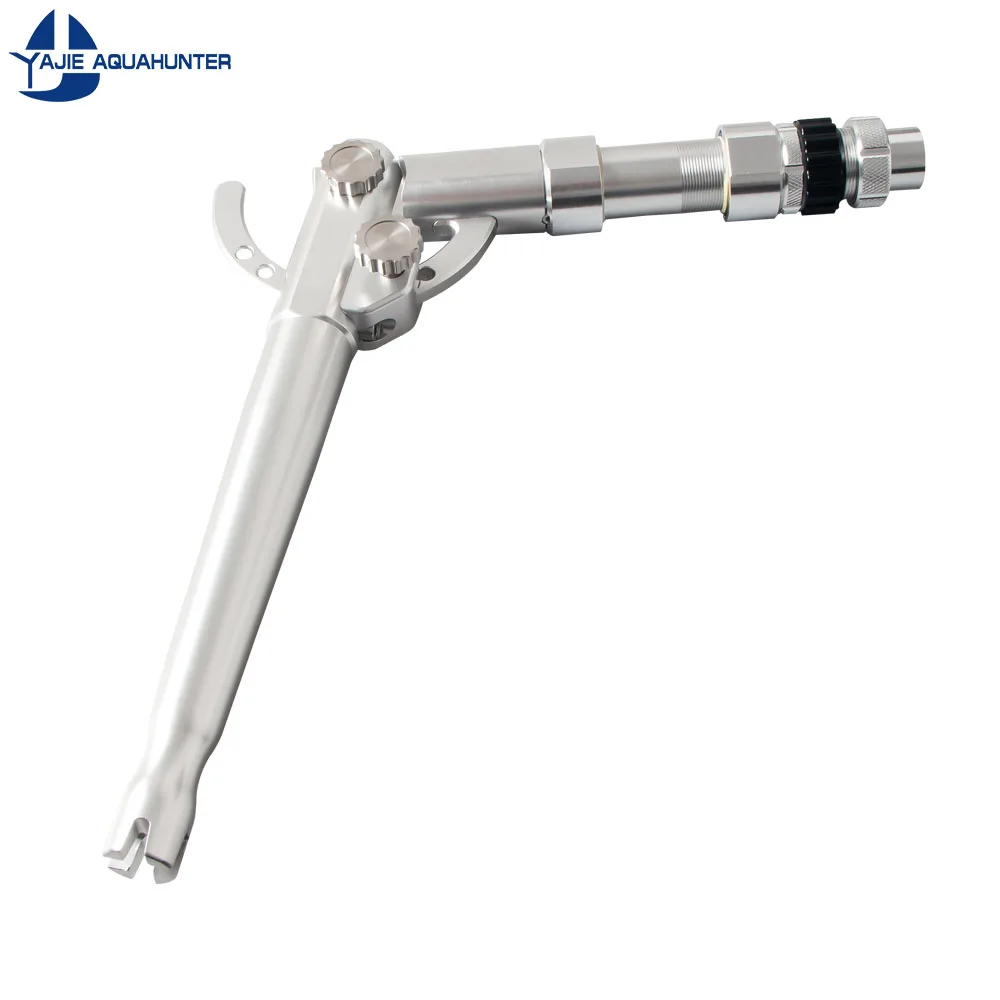 Black and Silver Aluminum Trolling Rod with Multi-Angle Adjustment and Straight Bent Metal Butt Handle for Fishing - view 6