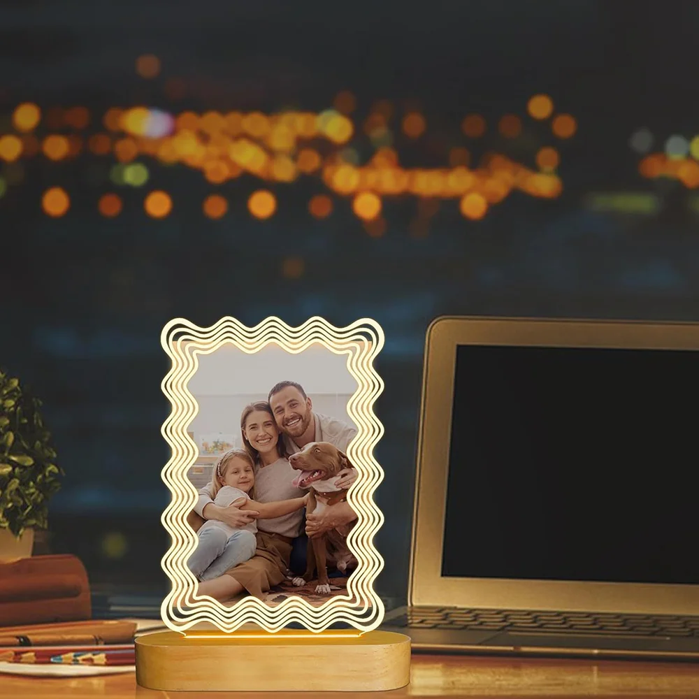 

Светящаяся фоторамка в форме волны, эстетичный ночник для спальни, светодиодный светильник в форме волны, декор для дома, специальный праздничный подарок для семьи и друзей