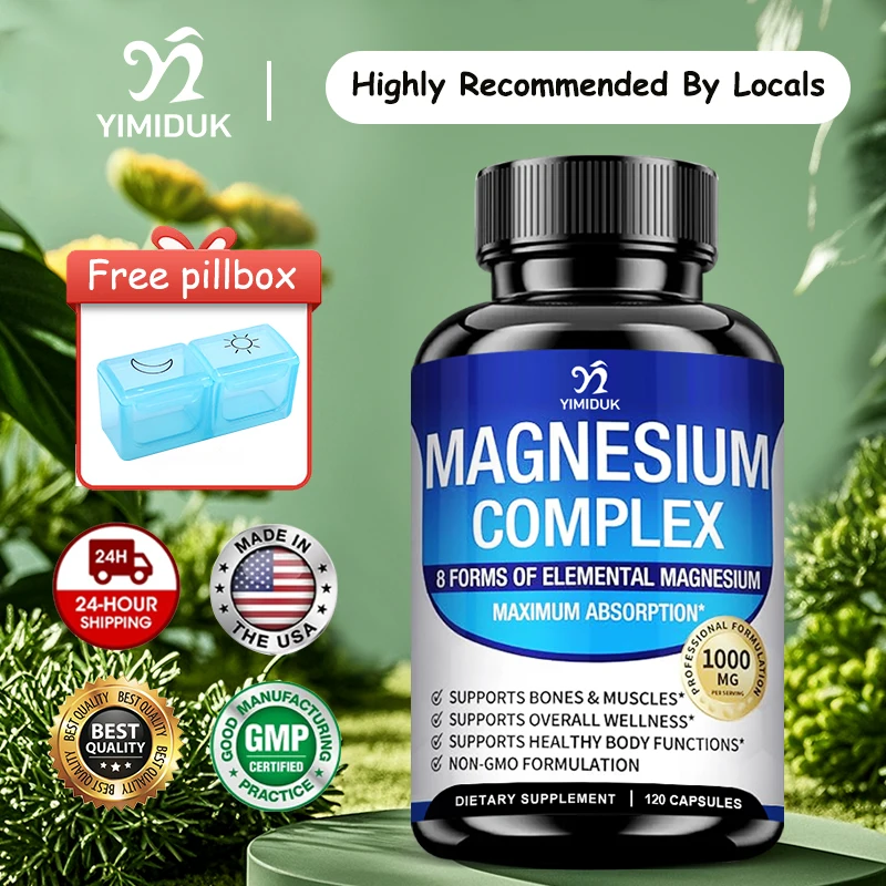 

Yimiduk Magnesium Capsules, with Magnesium Taurine, Malate & Citrate, for Sleep, Muscle & Heart, Non-GMO