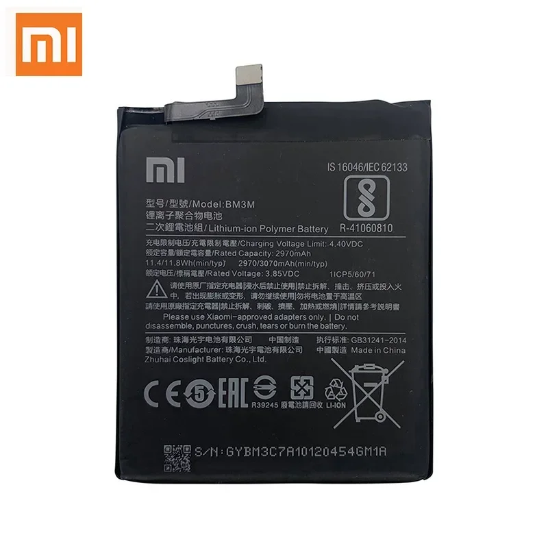 100% Original  Replacement Battery BM3M For Xiaomi Mi9 SE Mi 9SE 3070mAh High Capacity Phone Batteries Free Tools