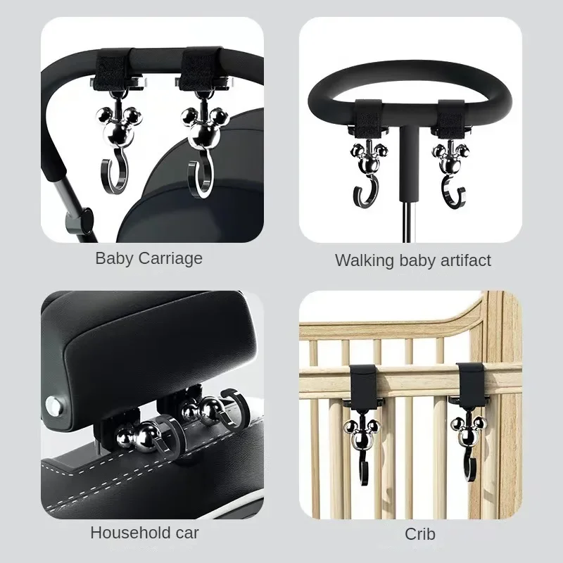 ديزني ميكي ماوس هوك الدراجة عربة طفل تخزين الكرتون قفازات عربة المنظم أنيمي حفاضات حقيبة شماعات لطيف السفر عربة السنانير #5