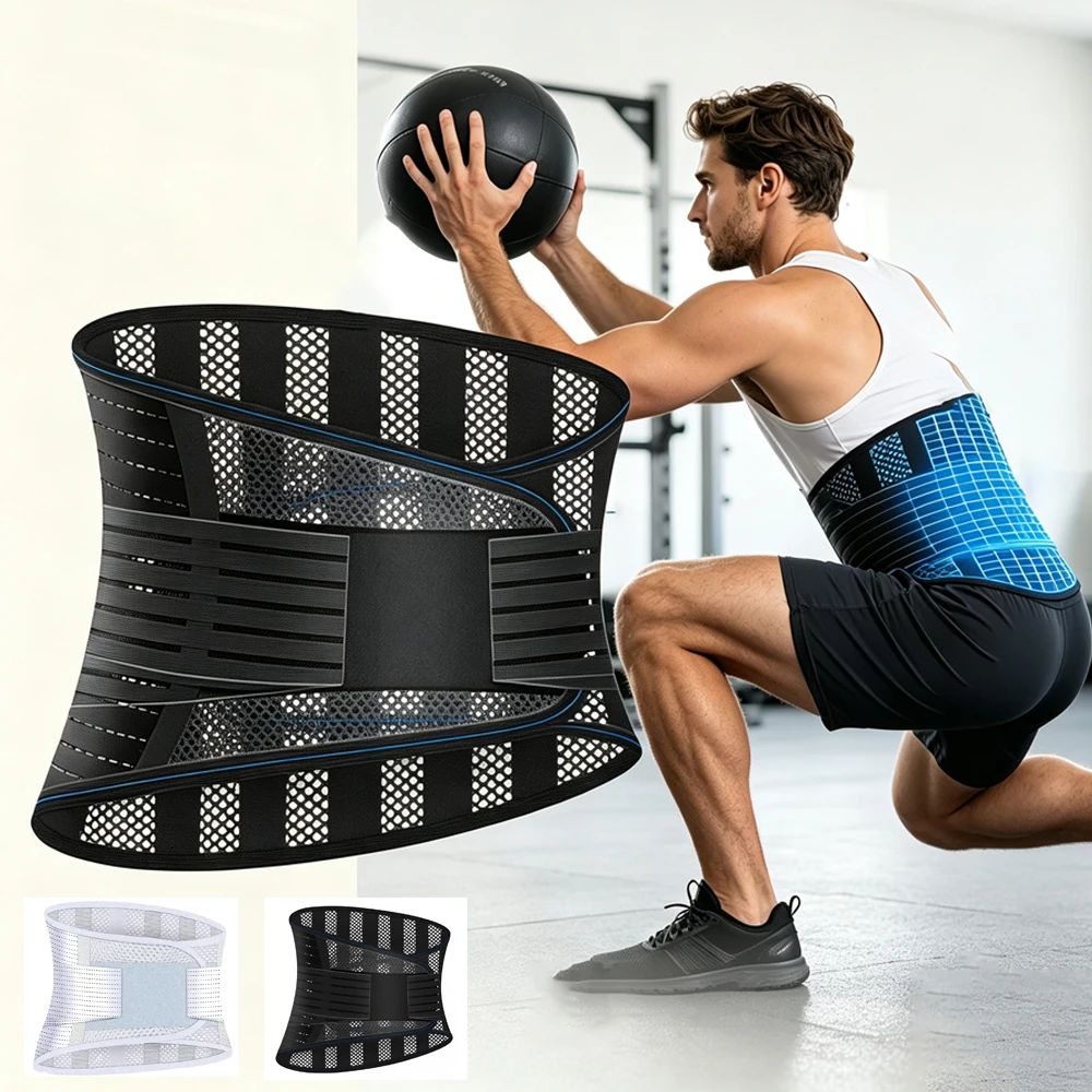 Adjustable Compression Back Support Waist Belt, Breathable Lumbar Brace for Sedentary Office, Handling Labor & Strength Training