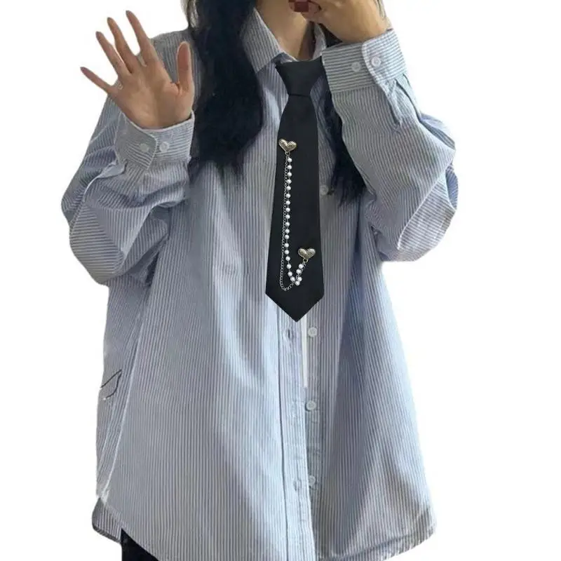 

39BB Harajuku Heart Искусственный жемчуг и бусины Галстук-цепочка для школьных мероприятий и повседневных свиданий Регулируемый