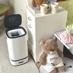 Smart Sensor Trash Can with Automatic Packing Garbage Bag Bathroom Toilet Trash Can Automatic Close Bag Adsorption Wastebasket