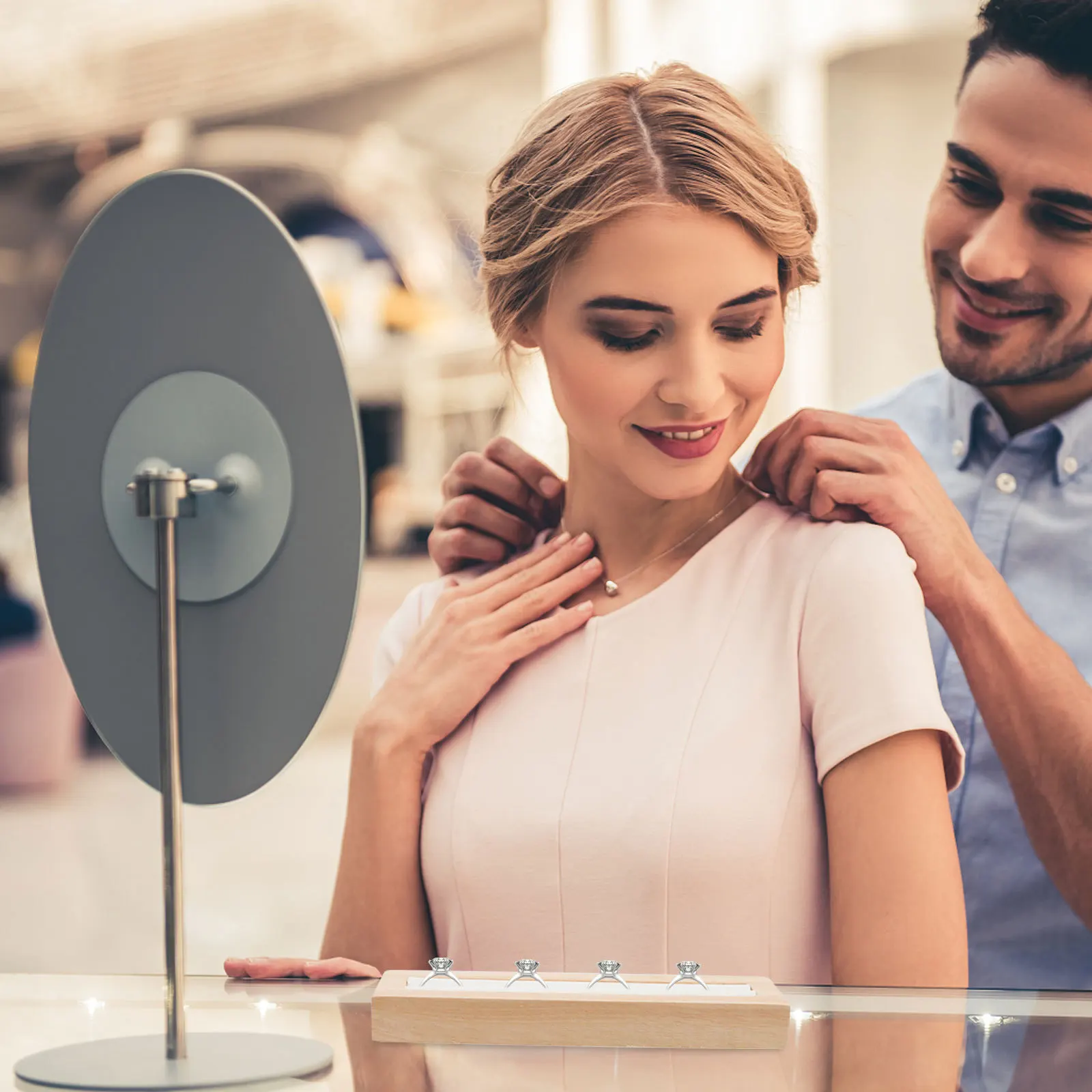 

1Pcs Beech Jewelry Tray Decorative Ring Plate Jewelry Storage Box Countertop Desktop Rings Organizer Display Ring Tray