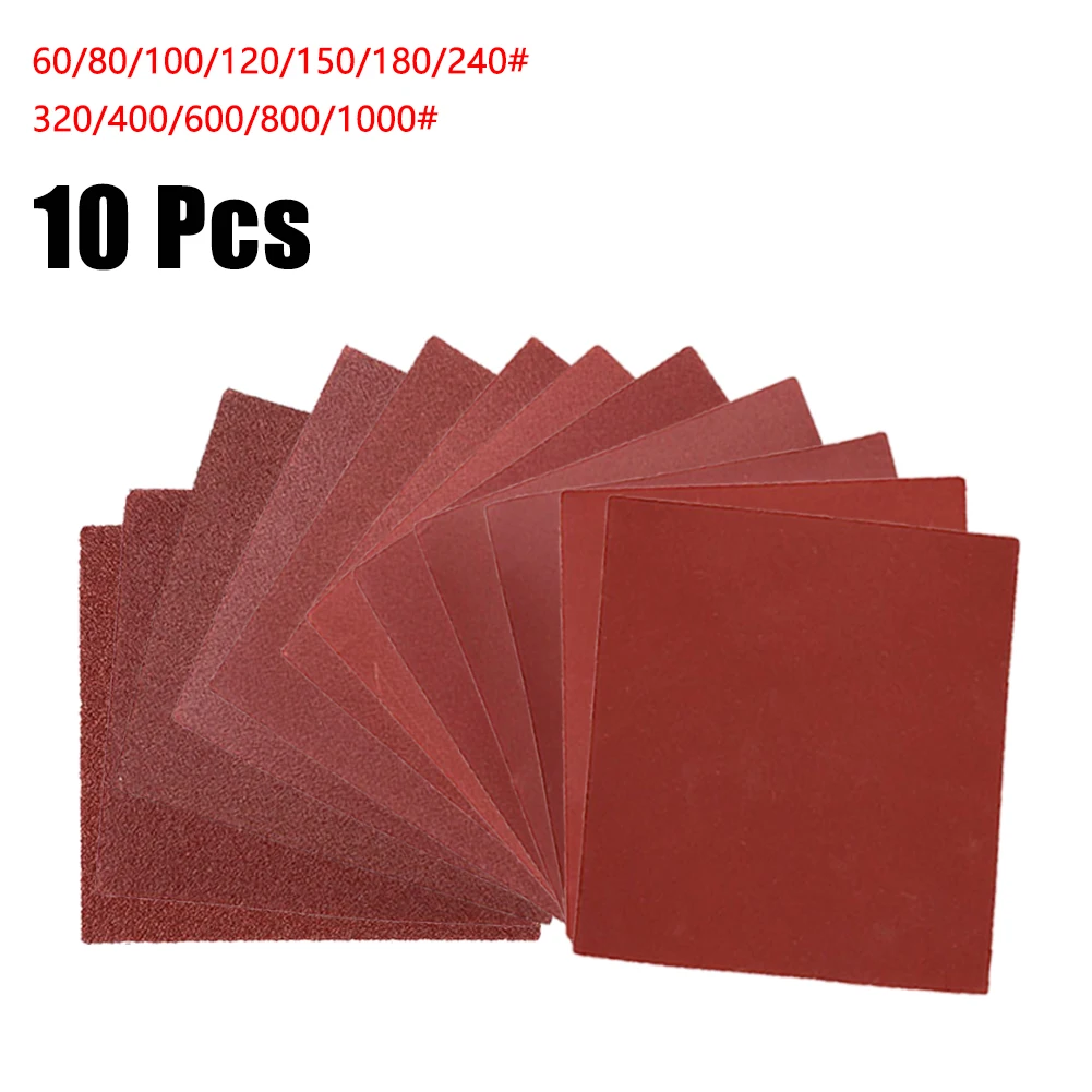 

10PCS Square Sandpaper Flocking Abrasive Sanding Paper 60-1000Grit 100mmx110mm For Wood Polish Stone Glass Grinder Tools