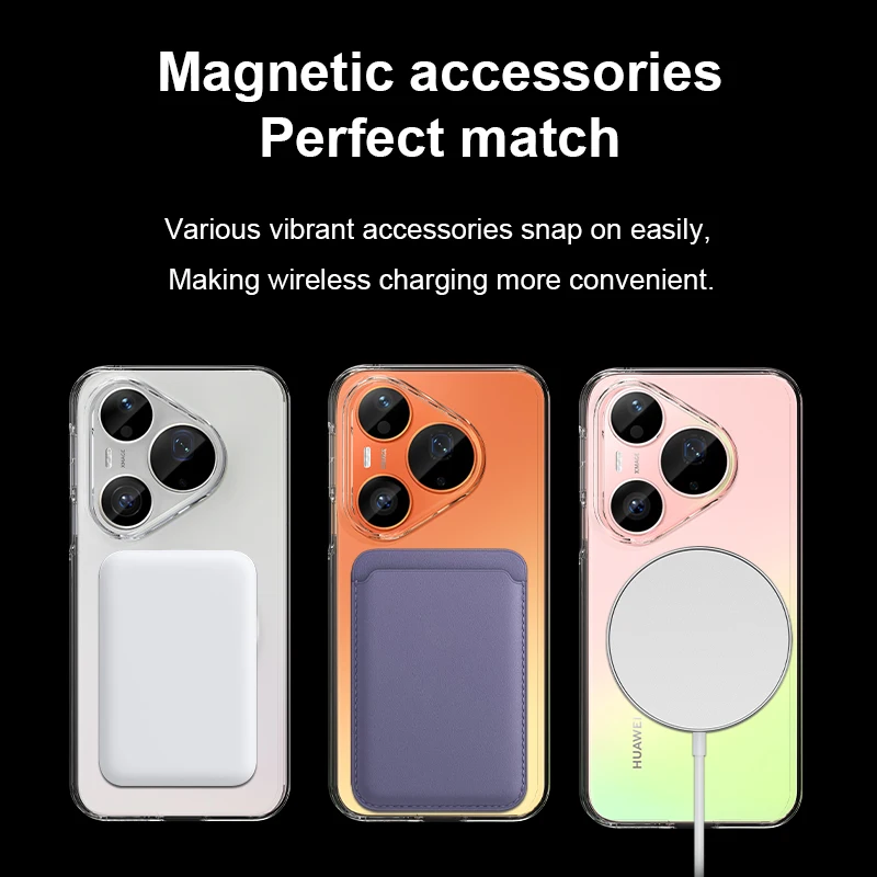 Etui Magnetyczne Przezroczyste Nieżółknące Przyjazne dla Skóry Ochrona Ekranu i Obiektywu Miękka Obudowa dla Huawei Pura 90 Pro Max i Pura 90 Pro — zdjęcie produktu 4