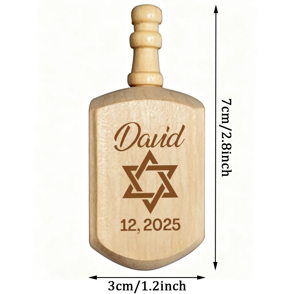 Personalized Wooden Engraving Dreidel with Star of David or Menorah Design My First Hanukkah Keepsake for Kids Jewish Holidays