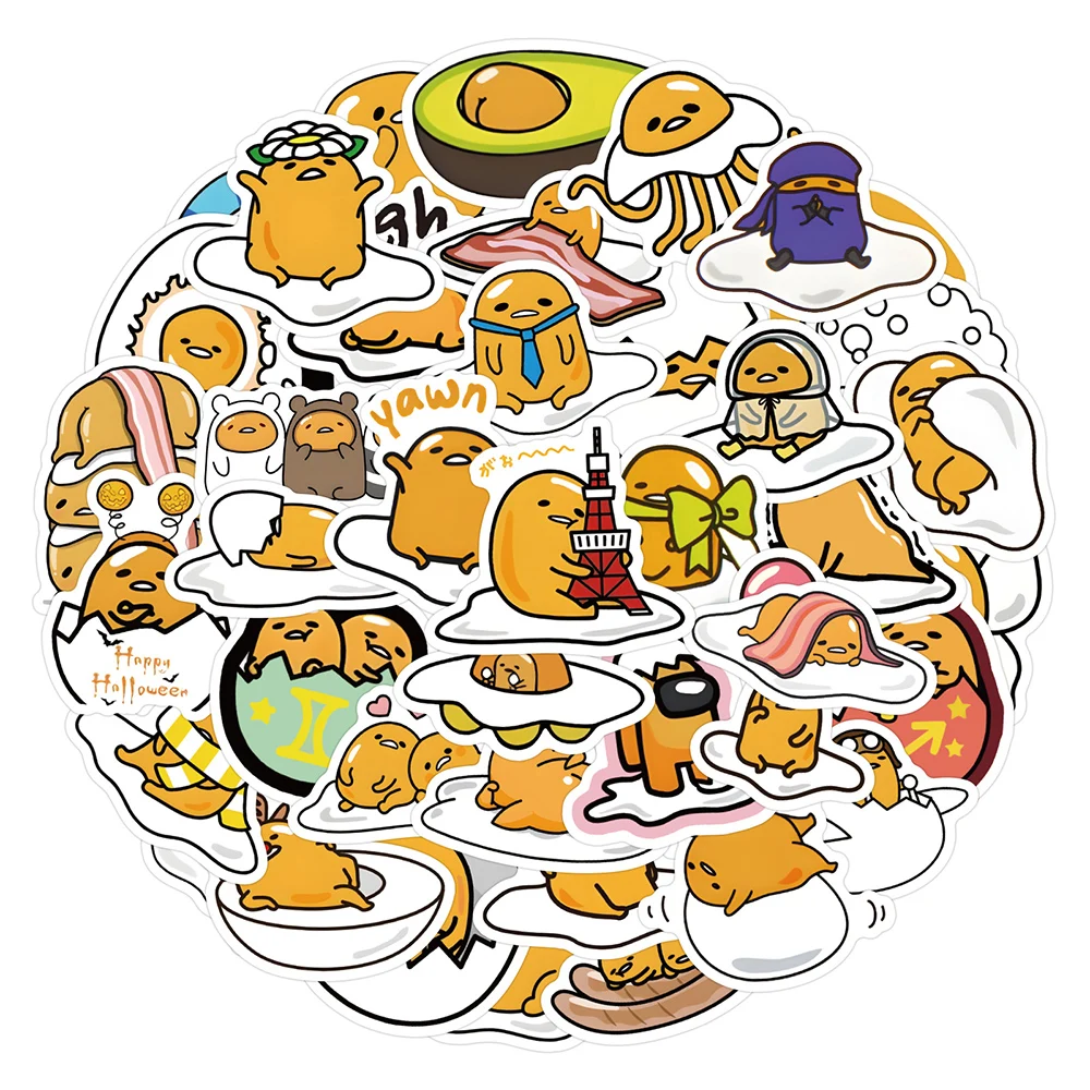 10/30/60pcs Kawaii Gudetama Anime Stickers Sanrio Decals Decorative Notebook Phone Suitcase Fridge Car Graffiti Cartoon Sticker