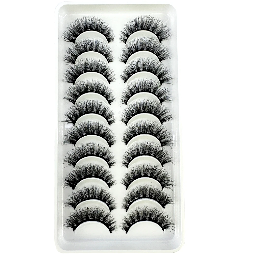 Nuevo 10 pares de pestañas de visón 3d naturales pestañas postizas suaves cruzadas desordenadas pestañas densas extensión Maquillaje Faux Cils Maquillaje H13