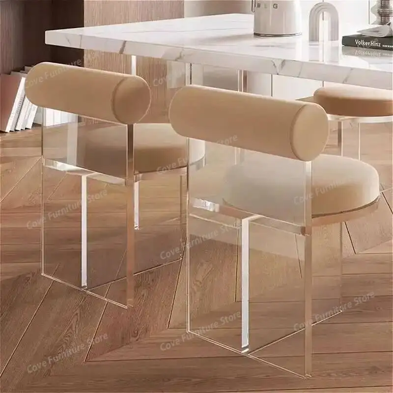 

Modern Simple Dining Chair Makeup Stool Transparent Originality Dining Chair Fabric Art Fallow Home Furniture Cadeira