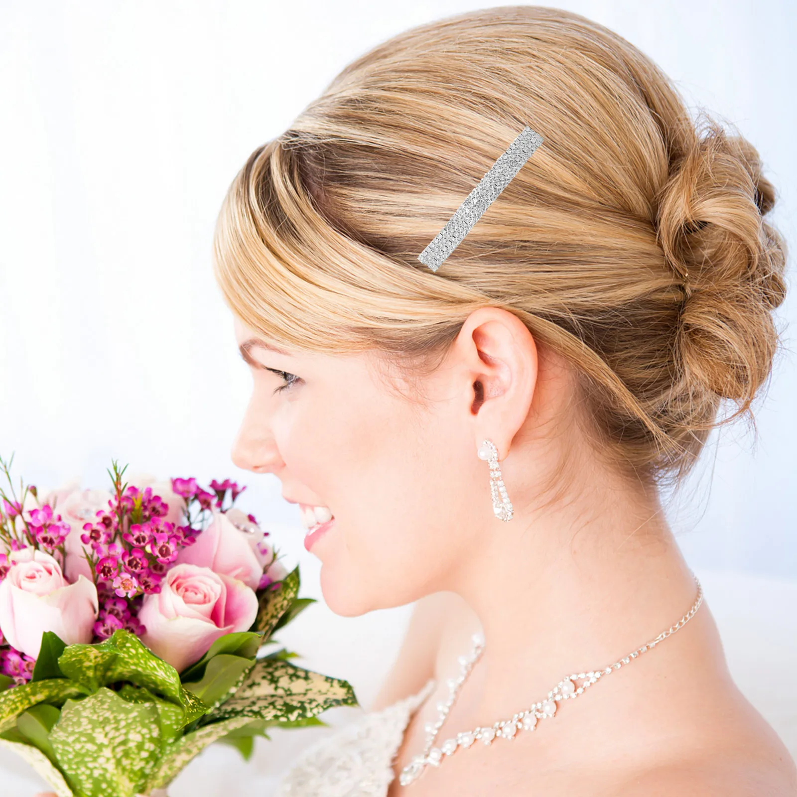 

6pcs Rhinestone Hair Clips Beaded Barrettes for Women Bride 4Rows 2Rows Silver Spring Ponytail Hair Accessories