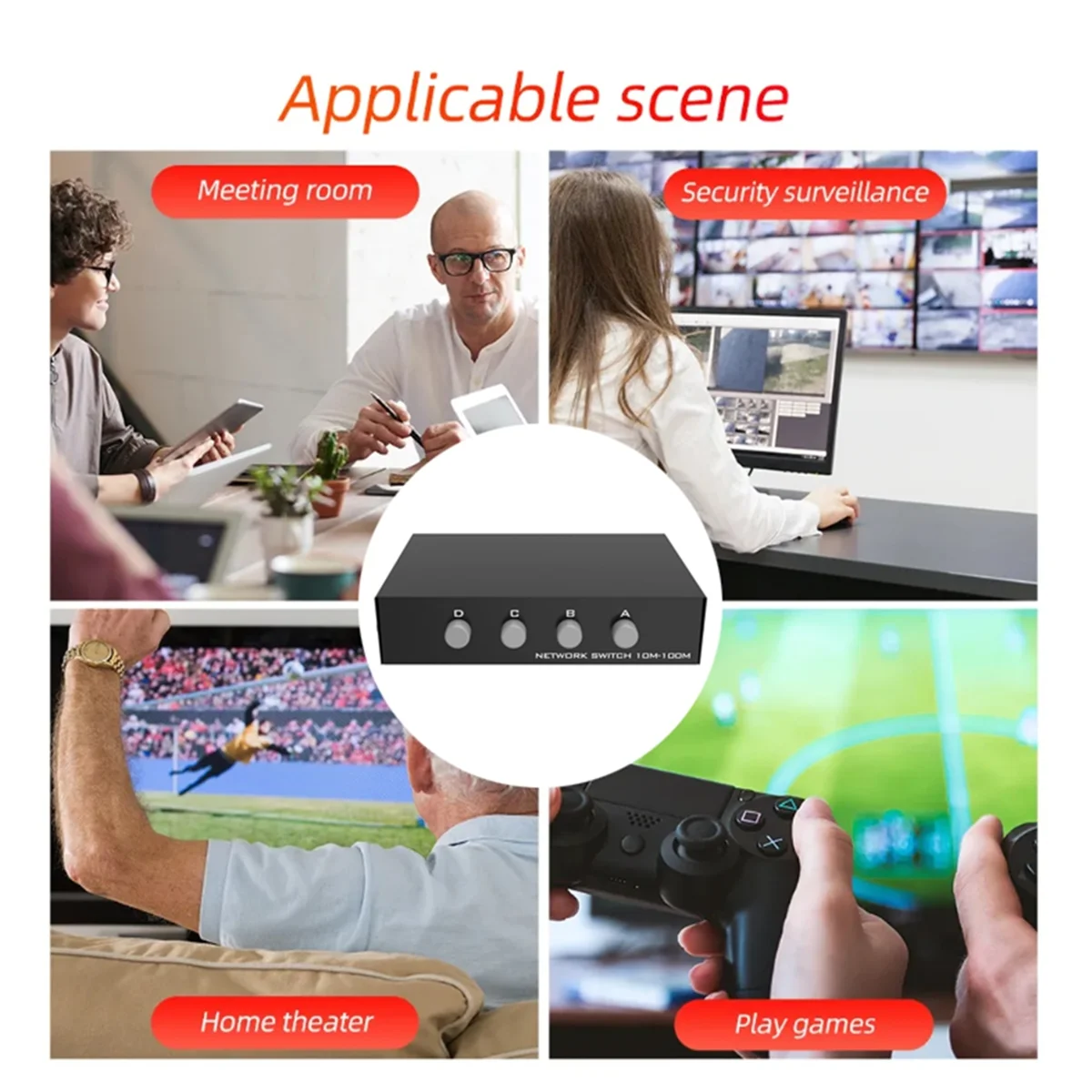 Goditi la vita, vale la pena avere 4 in 1 uscita Mini switch di rete Gigabit da 100/1000 Mbps Switch Ethernet a 5 porte Splitter Internet