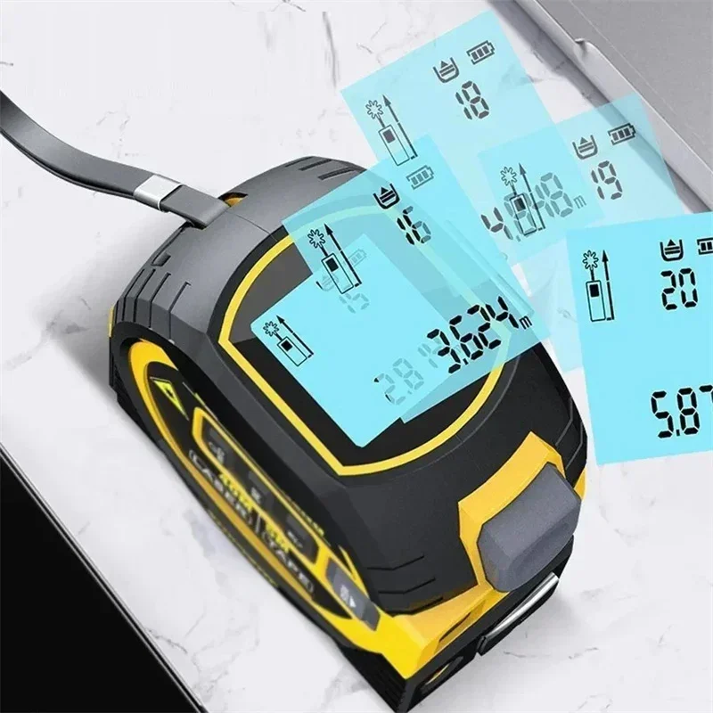 Laser Tape Measure 40m/60m Laser Distance Meter Rangefinder Laser Tools 3 In 1 Digital Tape Measuring Tools With Backlit Display