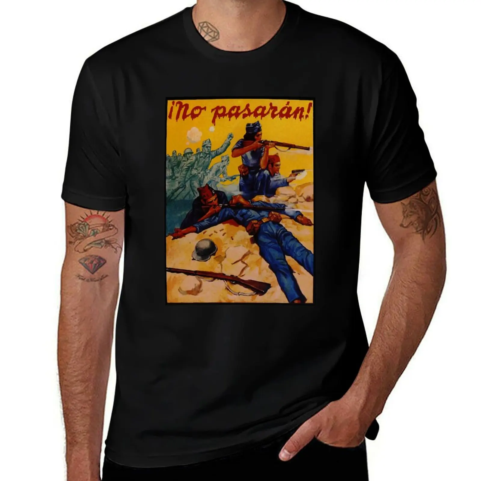 No Pasaran T-Shirt Basic Solid Color Short Sleeve Cotton Top T-Shirt