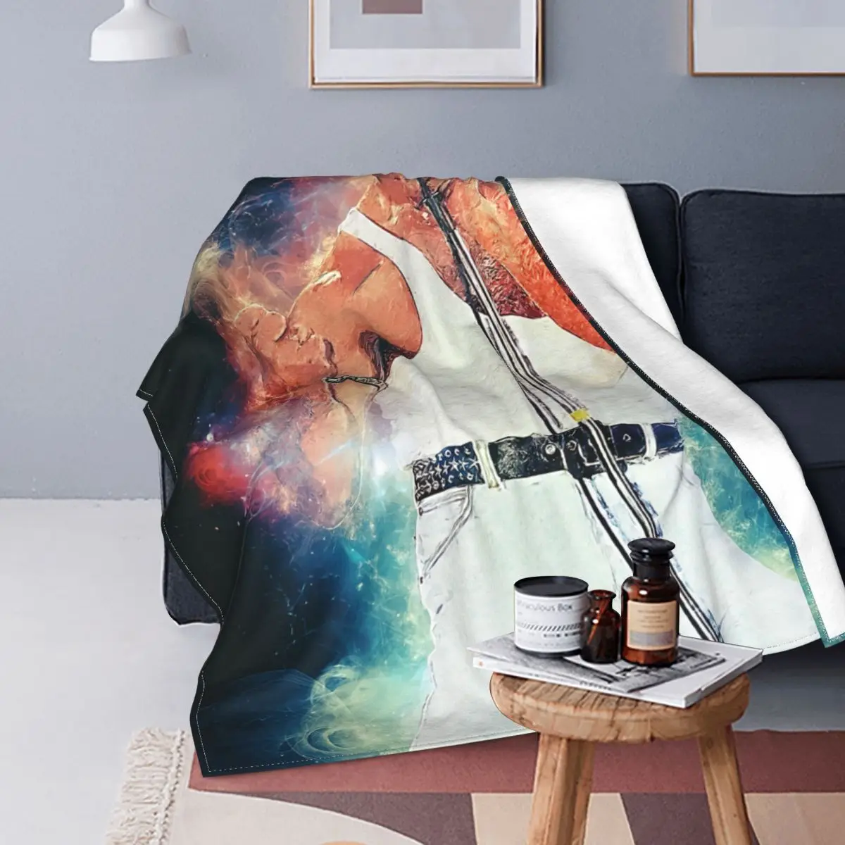 Sofa Fleece Freddie Mercury Throw Blanket Warm Flannel Singer Blankets for Bed Travel Couch Bedspreads