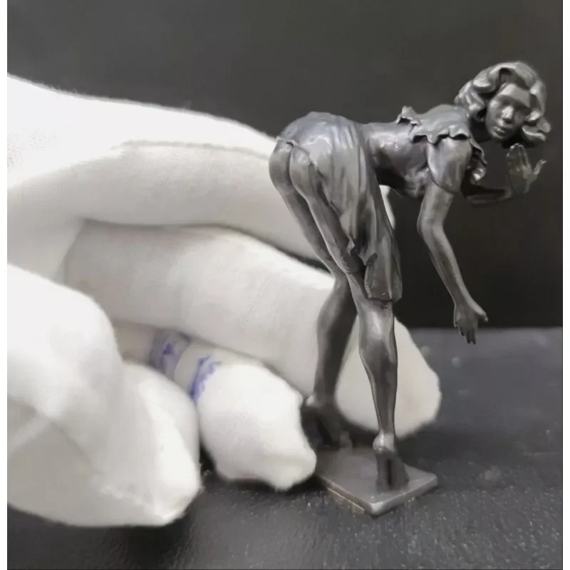 Solid Bronze Bending Down Waist Nude Female Body Voluptuous Seductive Statue