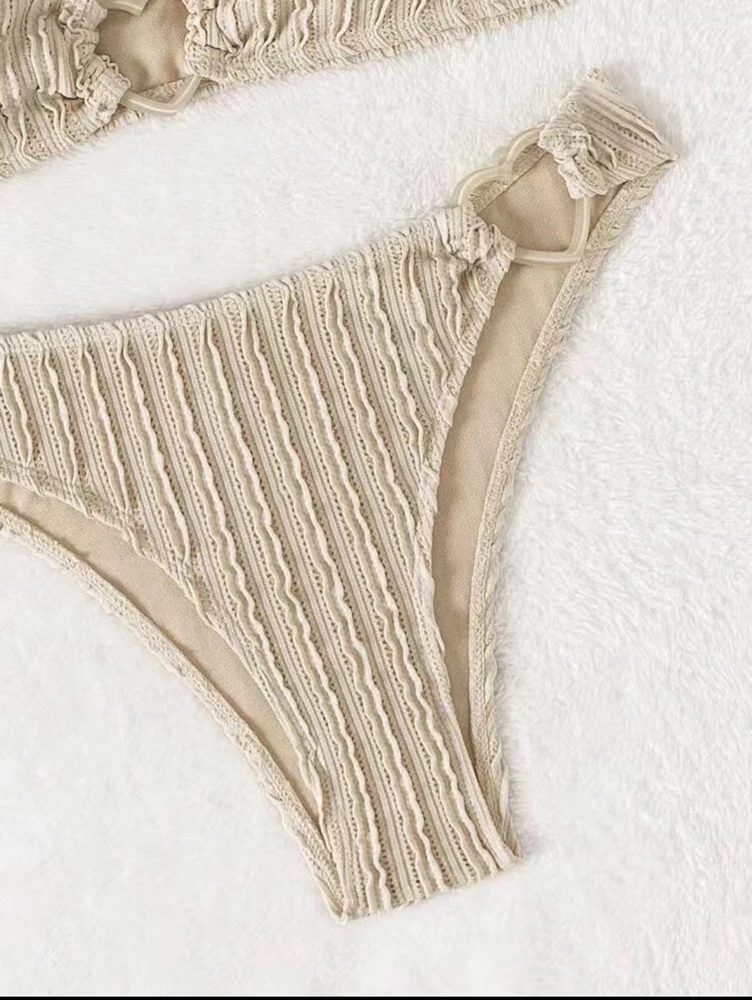 2025 nuove donne sexy amore cuore bikini set materiale speciale costume da bagno solido estate vacanza al mare costumi da bagno a vita bassa taglia S, M, L