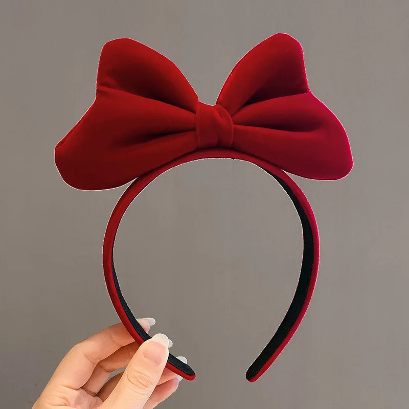 Crianças bowknot headbands vinho vermelho veludo pulseira de cabelo meninas natal headwear ano novo festa aniversário crianças acessórios para o cabelo