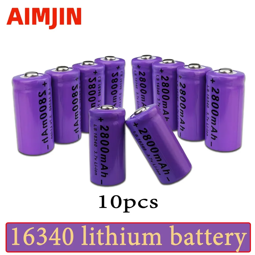

16340 Rechargeable Batteries 3.7V Li-ion 2800mAh CR123A Battery For LED Flashlight For 16340 CR123A Battery