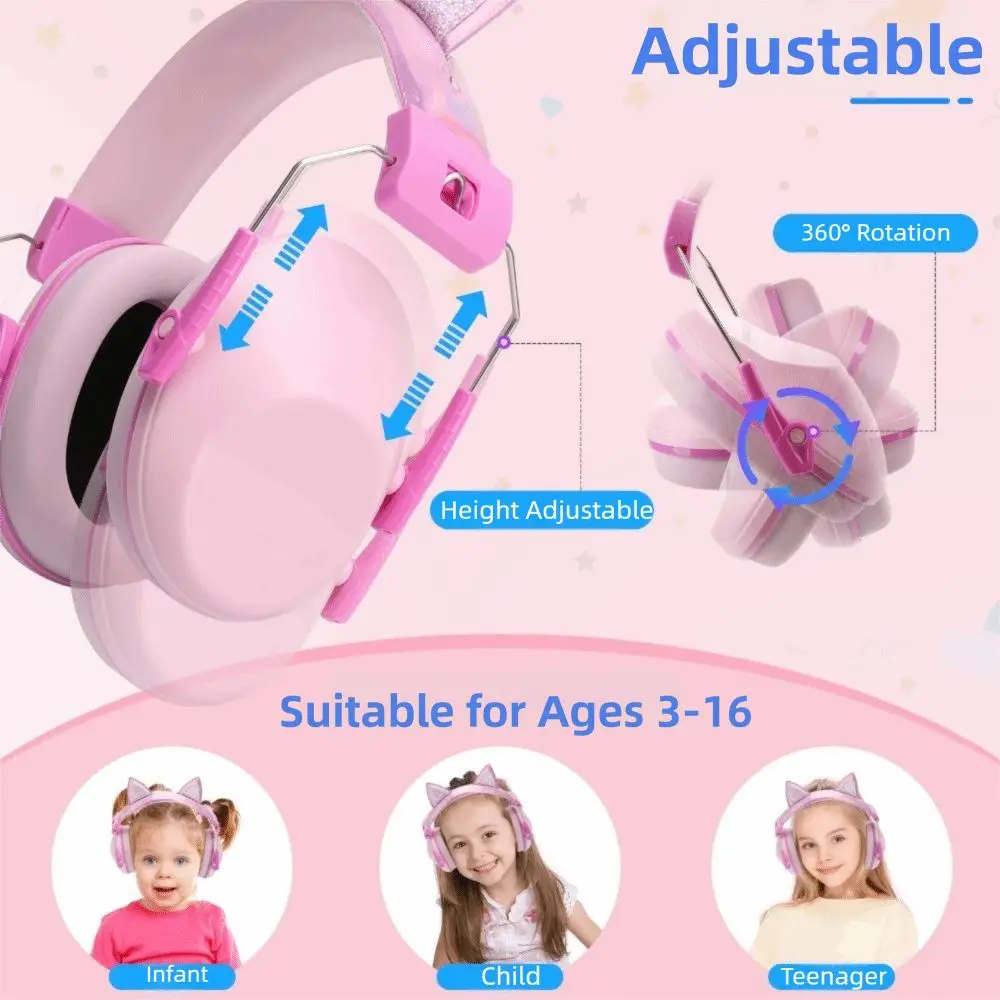 

Adjustable Anti-Noise Earmuffs Noise Cancelling Dinosaur Cat Ears Hearing Protector Cartoon Hearing Protection