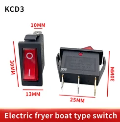 Promotion! 10Pcs 3 Pin SPST Neon Light On/Off Rocker Switch AC 250V/10A 125V/15A KCD3 red