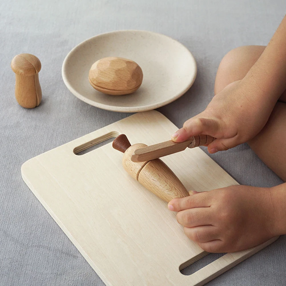 Planche à découper en bois pour enfants, 1 ensemble, éducation précoce, cuisine en bois, maison de jeu, pratique sûre, Simulation de fruits et légumes