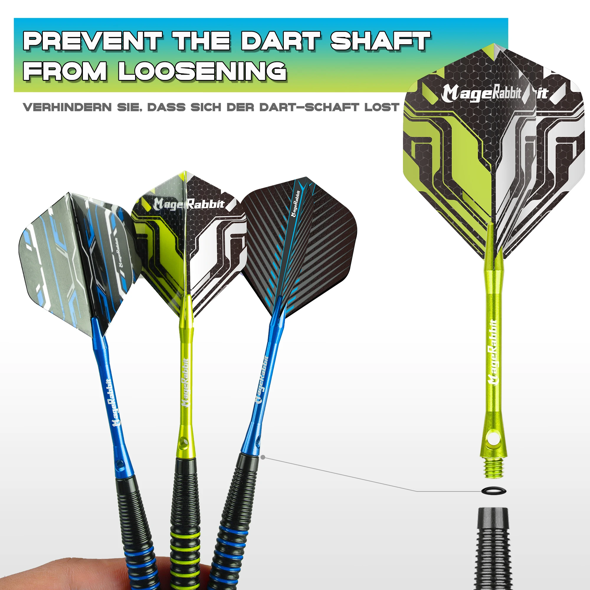 MageRabbit-Dardos Profissionais em Aço de Ferro, Premium Steel Dart Set, 2BA, 20g, 0,7 oz, 6pcs