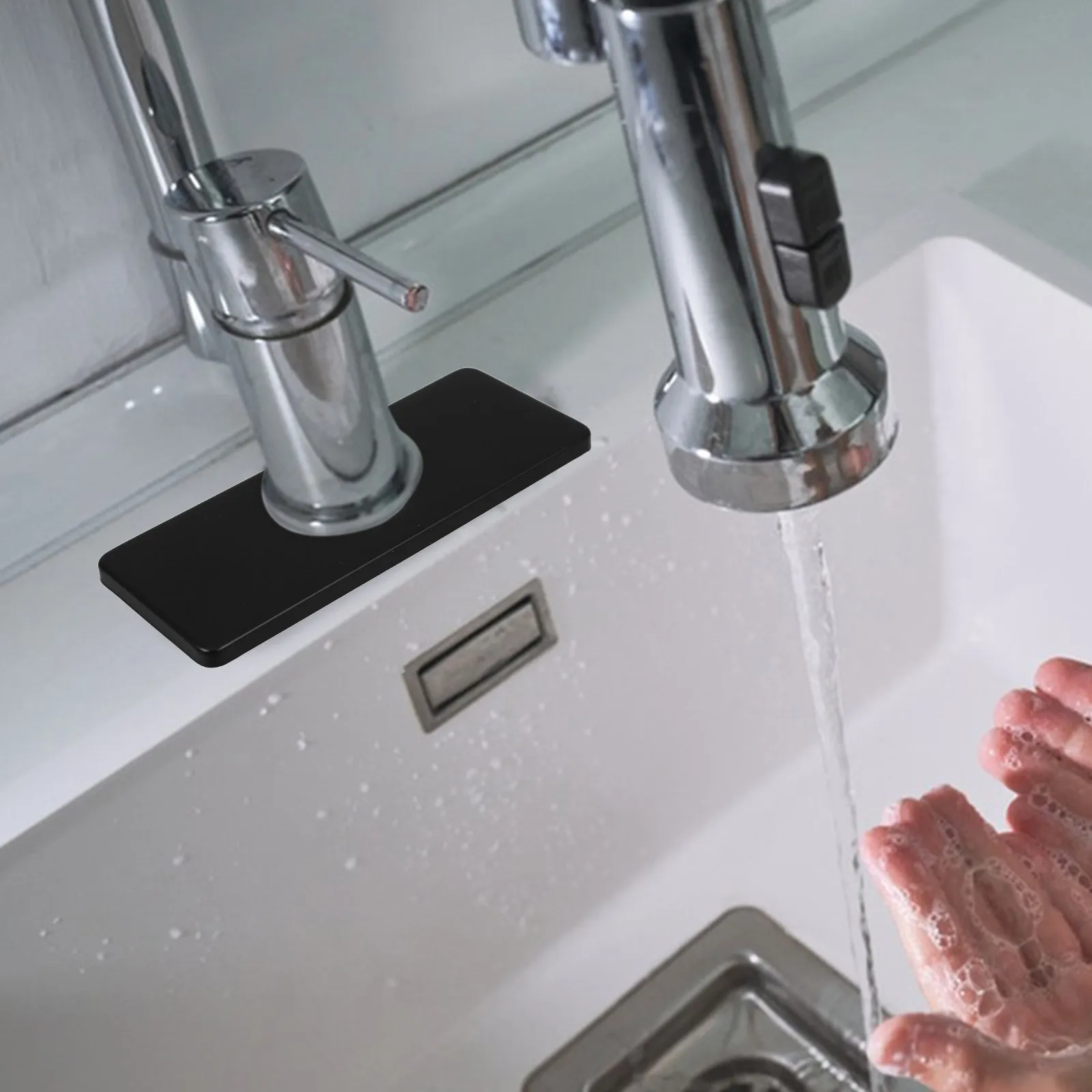 

2 шт. накладки на смеситель, прямоугольные заглушки для отверстий под раковину, черные, из нержавеющей стали, для ванной и кухни