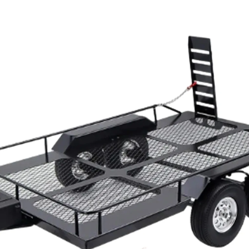 1/10 Scale Single Axle Flatbed Heavy Duty Truck Trailer for RC Rock Truck Buggy TRX-4 TRX4 Axial SCX10 RC4WD D90 CC01