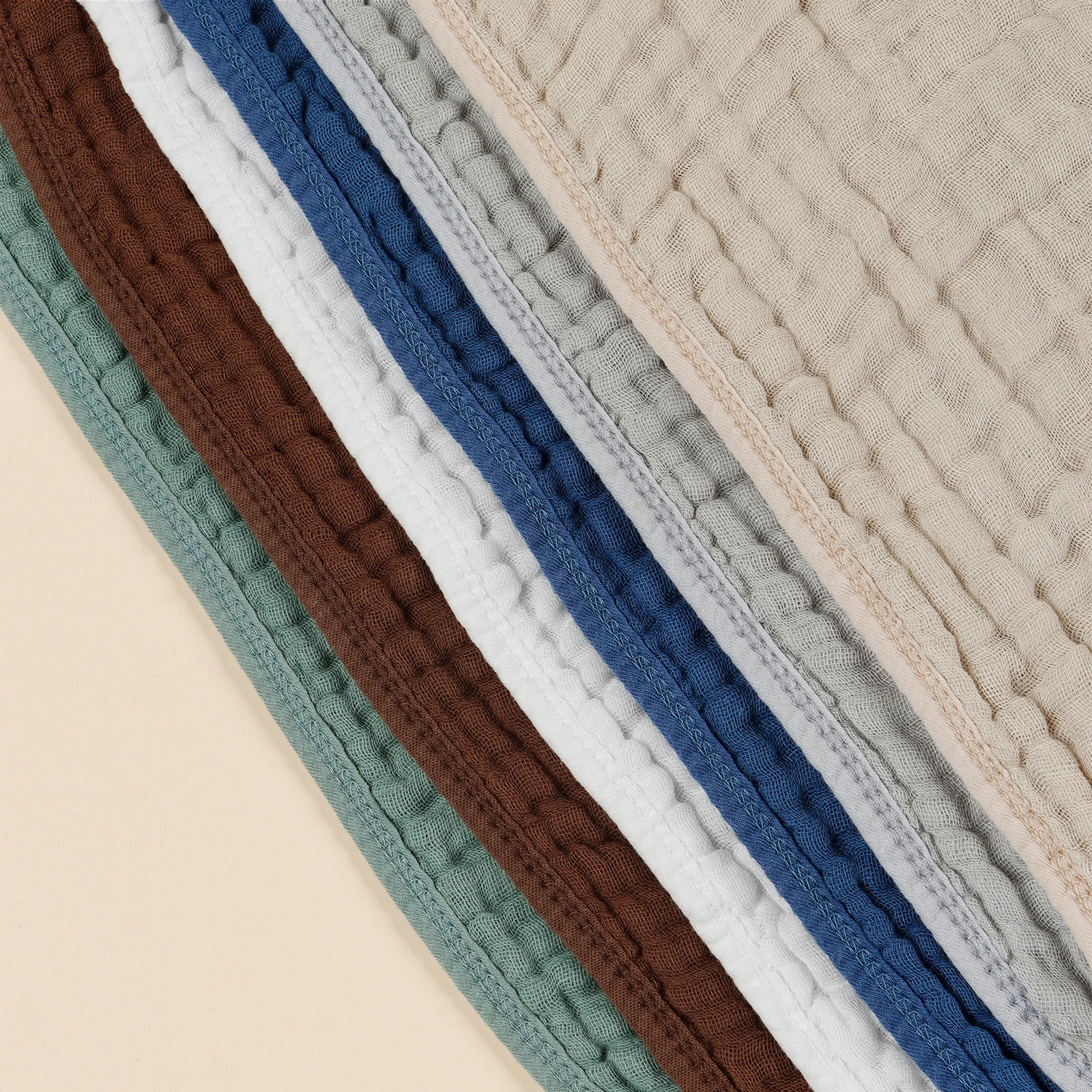 6pcs Crape Cloth Soaked Gauze Burping Towel 부드럽고 편안한 아기 얼굴 Washrag 순수 코튼 교수형 로프 아기 흡수성 수건