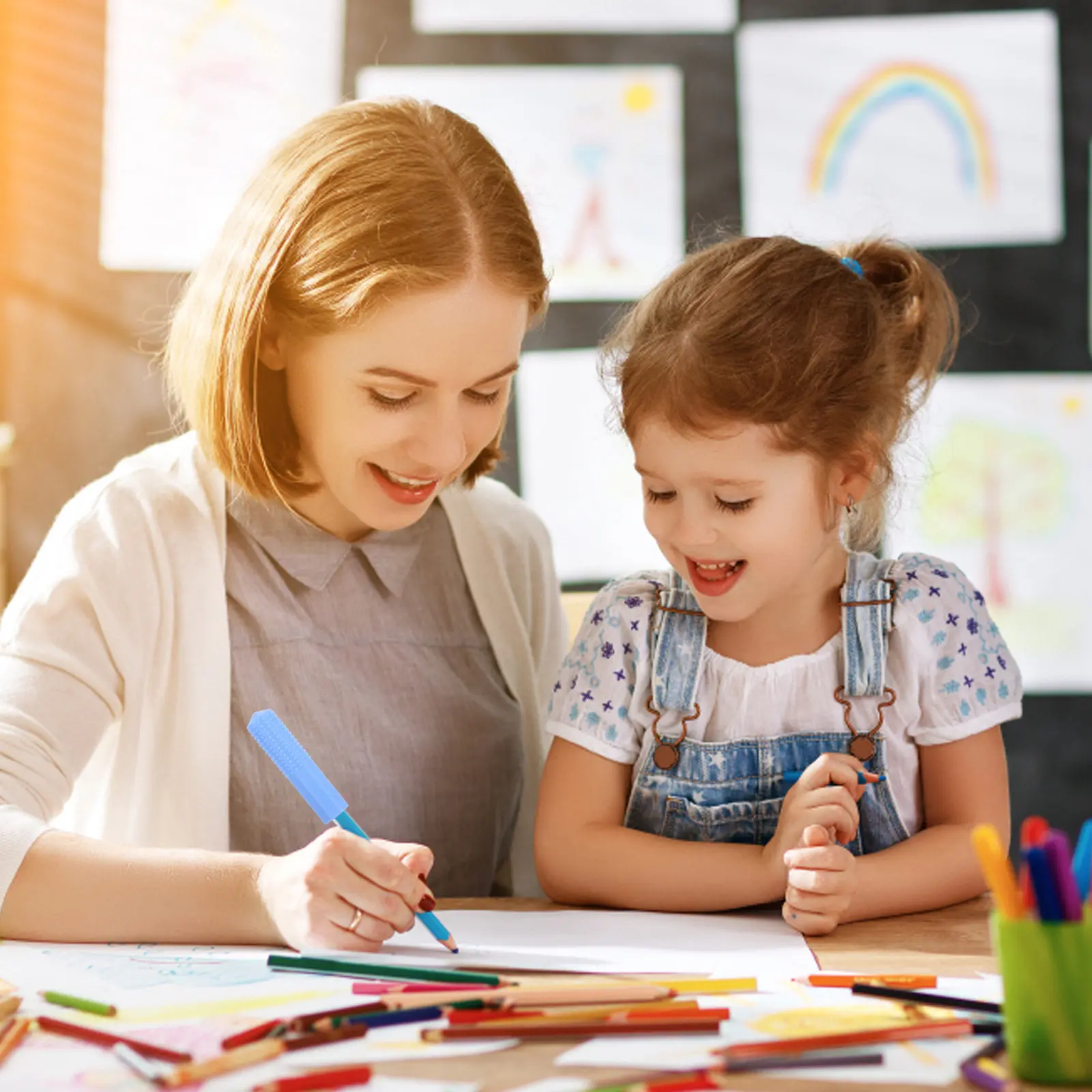 

Silicone Colorful Chewable Tip Protectors for Sensory Motor Skills Kids Calming Tool School Supplies