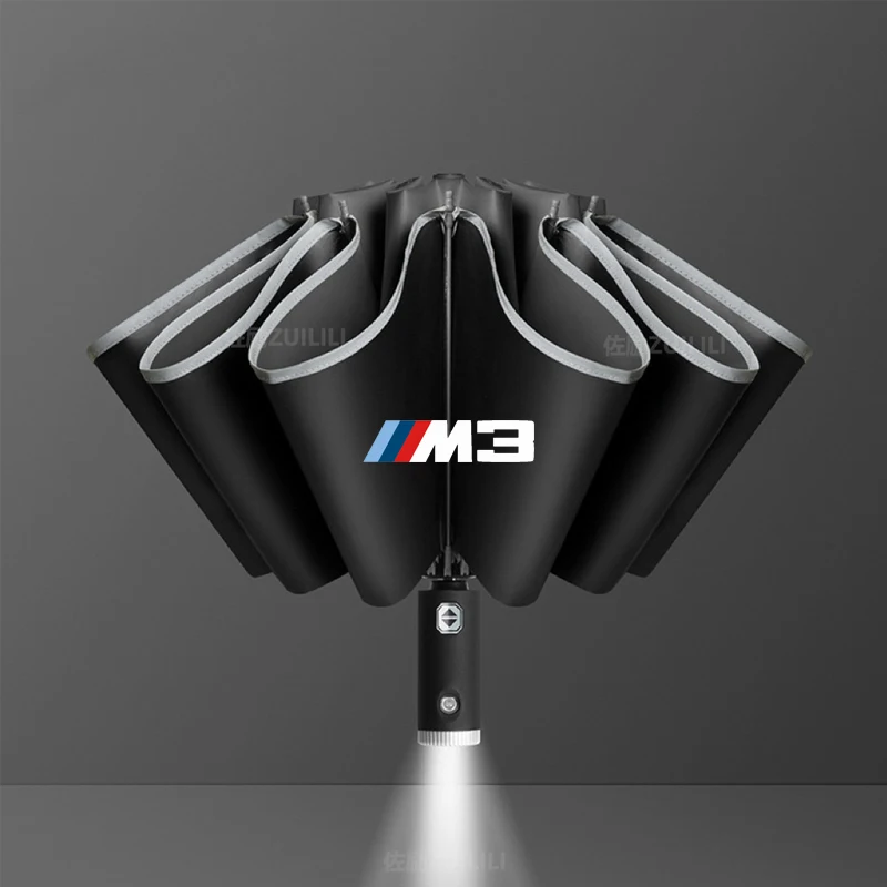 

Car LED Automatic Folding Windproof Sunshade Umbrella For BMW M Power Performance M3 Logo E90 E92 E93 F80 G80 G81 Car Accessorie