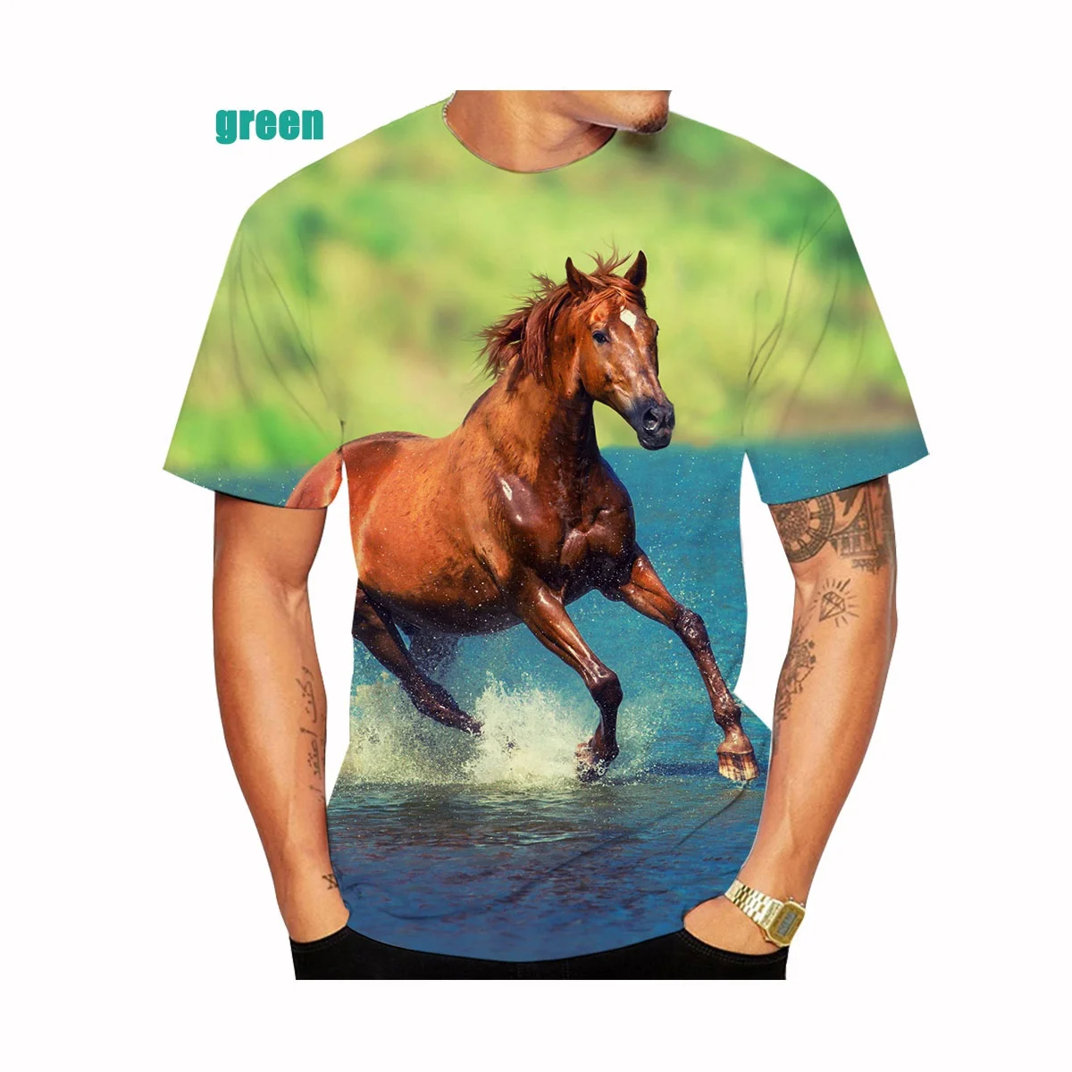 New Fashion Horse 3D Printied Mens and Women T Shirts Animal Horse Printied Casual Loose Short Sleeve Size XS-5XL