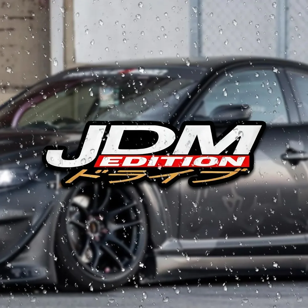 JDM Style Japanese Character Stickers - Black And Red Letters Suitable for Personalized Decoration of Sedans, Trucks, And Model