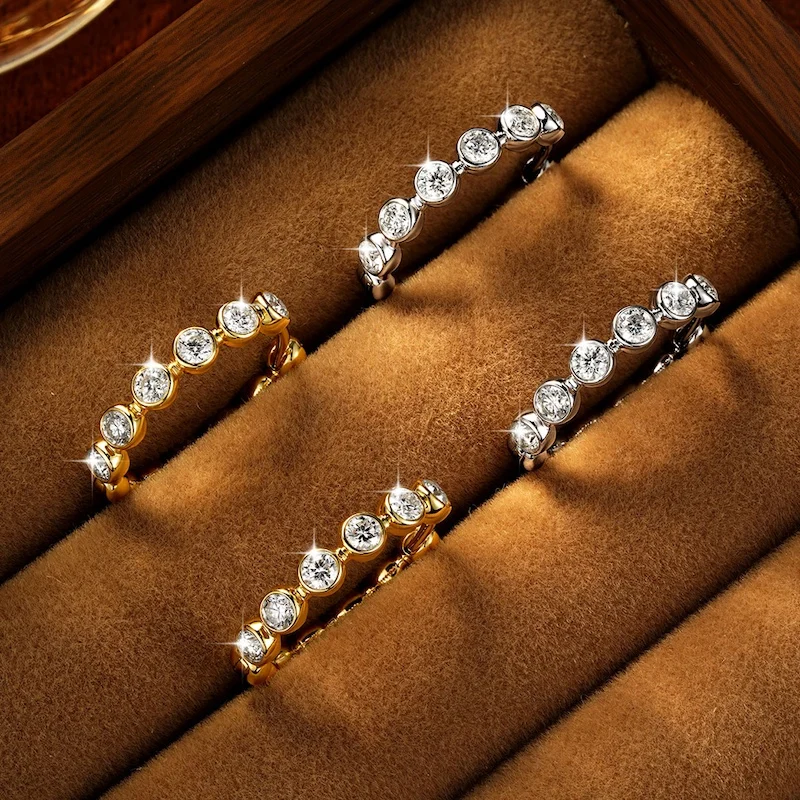 Rrjzz 2,5 mm Full Moissanite Sweet Bubble Creolen für Damen, GRA D-Color, im Labor hergestellte Diamantohrringe, Hochzeitsschmuck, Geschenke – Detail 3