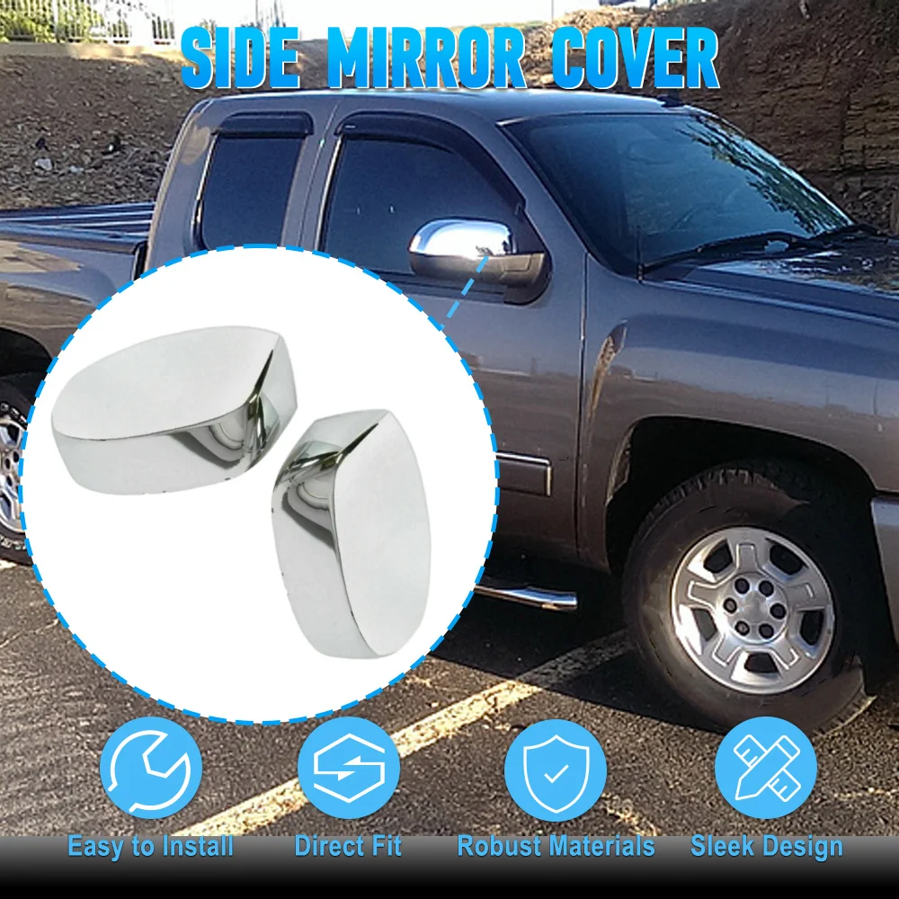 

Side RearView Mirror Cover Caps For 2007-2013 Chevy Silverado/GMC Sierra Chrome Car Styling Accessories