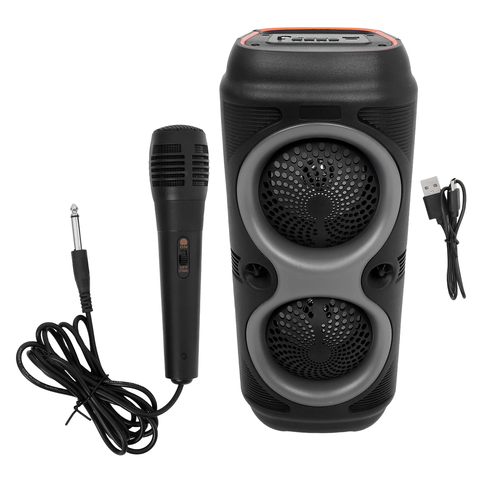 

1Set Portable Speaker with Rgb Lights Deep Bass Stereo Sound USB Input Microphone Waterproof for Outdoor Party