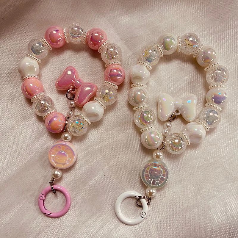 Mobile Phone Lanyard Short Style Wrist Strap Women Bow Knot Hand-held Chain Pendant Lanyard Anti-Lost Phone Charm Strap